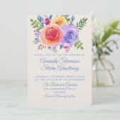 Invitation Roses aquarelles colorées florales (Debout devant)