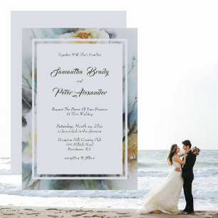 Invitation Roses Aquarelles Élégantes Crème avec Vert Sauge