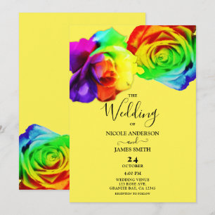 Invitation Roses arc-en-ciel colorées Fleurs audacieuses Mari