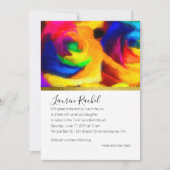 Invitation Roses arc-en-ciel peints bat mitzvah (Devant)
