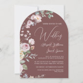 Invitation Roses Arch on Burgundy Catholic Wedding (Devant)