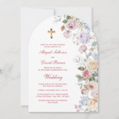 Invitation Roses Arch Religious Wedding (Devant)