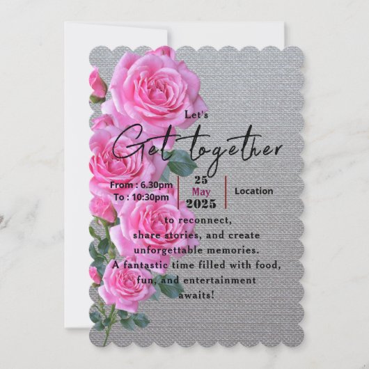 Invitation Roses avec des souvenirs (Devant)