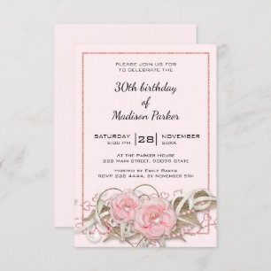 Invitation Roses avec Gem Anniversaire