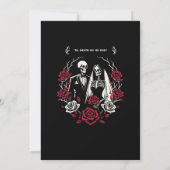 Invitation Roses blanc rouge et noir squelette Mariage couple (Dos)