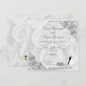 Invitation Roses blanches (Devant / Derrière)