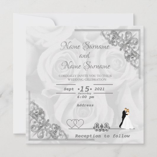 Invitation Roses blanches (Devant)