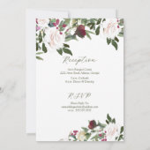 Invitation Roses blanches à l'aquarelle avec cranberry (Dos)