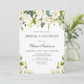 Invitation Roses blanches Aquarelle Florale BRIDAL LUNCHEON (Debout devant)