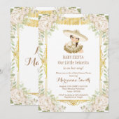 Invitation Roses blanches Baby shower Fiesta mexicaine Invita (Devant / Derrière)