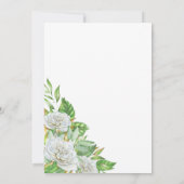 Invitation Roses blanches |Baby shower floral Boho vert fille (Dos)