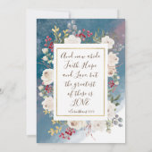 Invitation Roses blanches baies rouges sur mariage chrétien b (Dos)