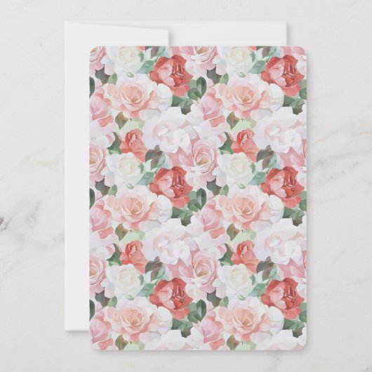 Invitation Roses blanches blanches rouges Mariage de fleurs (Dos)