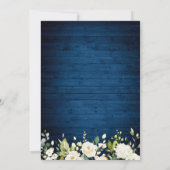 Invitation Roses blanches Bleu Bois Lanterne PARTICIPATION (Dos)