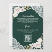 Invitation Roses blanches Broderie Émeraude Code QR Mariage M (Dos)