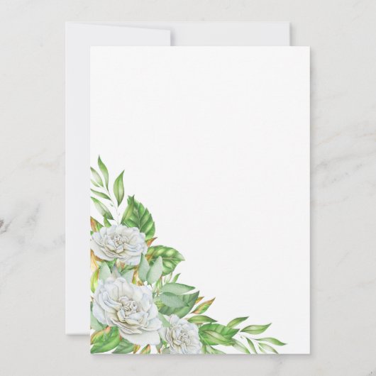 Invitation Roses blanches | Célébration florale de verdure de (Dos)
