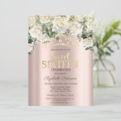 Invitation Roses blanches, Confetti, Rose de la Couronne Gold (Debout devant)