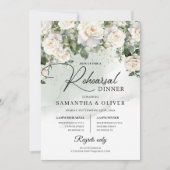 Invitation Roses blanches de boho romantique et faux or vert (Devant)