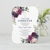 Invitation Roses blanches de Bourgogne d'or Première communio (Debout devant)