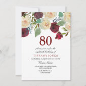 Invitation Roses blanches de Champagne rouge de Bourgogne 80e (Devant)