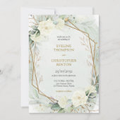 Invitation Roses blanches de saumons blancs et mariage d'euca (Devant)