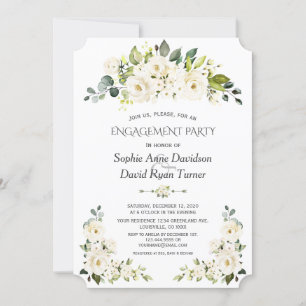 Invitation Roses blanches délicates Hydrangea Bloom Fiançaill