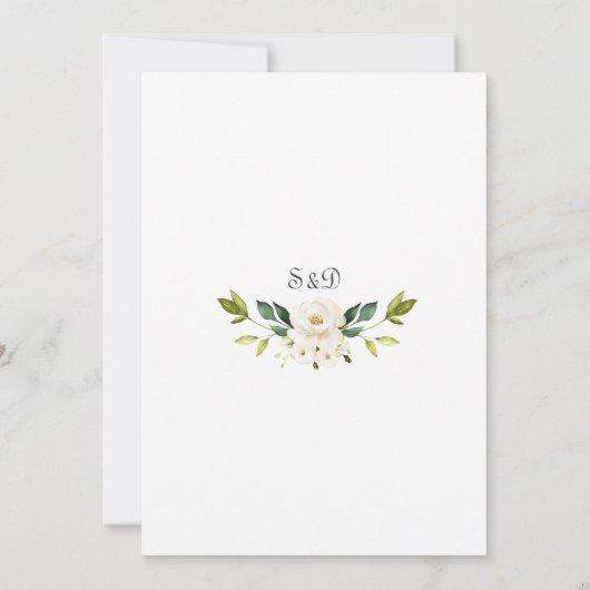 Invitation Roses blanches délicates Hydrangea Mariage or (Dos)