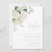 Invitation Roses blanches divines et Baptême de l'âge (Devant)