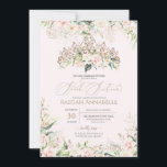 Invitation Roses Blanches Douce Rose Élégante Douce 16 Annive<br><div class="desc">Elégant design de luxe avec des roses douces rose et blanche,  des accents d'or rose,  et une belle poupée dans un luxueux tiara glamour avec des fleurs. Tout le texte est entièrement personnalisable.</div>