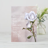 Invitation Roses blanches douces romantiques élégantes floral (Debout devant)