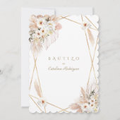 Invitation Roses blanches du désert Pampas Grass Baptême (Dos)