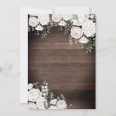 Invitation Roses blanches Elégant Bois rustique Floral Quince (Dos)
