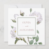 Invitation Roses blanches Élégant Mariage floral (Devant)