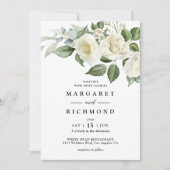 Invitation Roses blanches Elégante aquarelle Mariage floral (Devant)