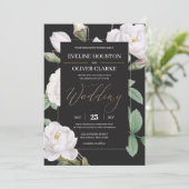Invitation Roses blanches élégantes et fleurs arrière - plans (Debout devant)