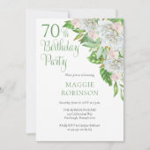 Invitation Roses blanches élégantes | Orchidées 70e fête d'an (Devant)