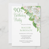 Invitation Roses blanches élégantes | Orchidées 90e fête d'an (Devant)