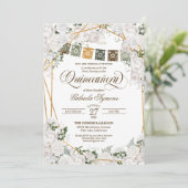 Invitation Roses blanches élégantes Quinceanera Ouest Rustiqu (Debout devant)