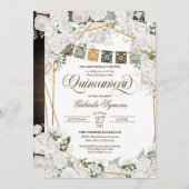 Invitation Roses blanches élégantes Quinceanera Ouest Rustiqu (Devant / Derrière)