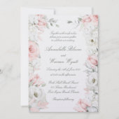 Invitation Roses blanches et bleues Jardin Floral Mariage Per (Devant)