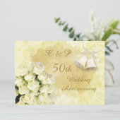 Invitation Roses blanches et clochettes 50e anniversaire de m (Debout devant)