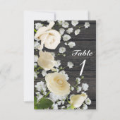 Invitation Roses blanches et gypsophile sur un numéro de tabl (Dos)