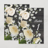 Invitation Roses blanches et gypsophile sur un numéro de tabl (Devant / Derrière)