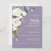 Invitation Roses blanches et Hydrangeas Elégant 50e anniversa (Devant)