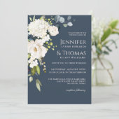 Invitation Roses blanches et Hydrangeas Élégant Mariage flora (Debout devant)