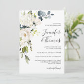 Invitation Roses blanches et Hydrangeas Élégant Mariage flora (Debout devant)