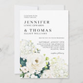 Invitation Roses blanches et Hydrangeas Élégant Mariage flora (Devant)
