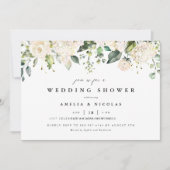 Invitation Roses blanches et Hydrangeas Wedding shower (Devant)