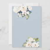 Invitation Roses blanches et Hydrangée sur Mariage Floral ble (Dos)