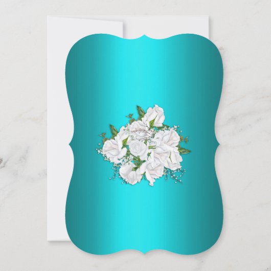 Invitation Roses blanches et Mariage Aqua (Dos)